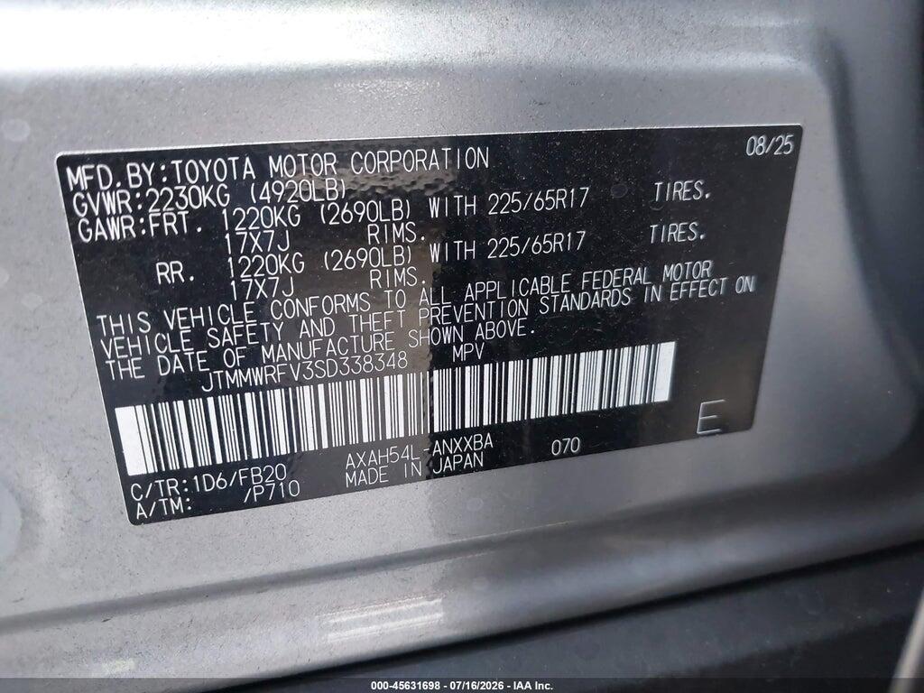 JTMMWRFV3SD338348 2025 TOYOTA RAV4 HYBRID photo no. 9