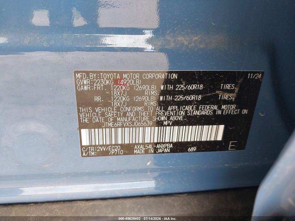 JTME6RFVXSJ065639 2025 TOYOTA RAV4 HYBRID photo no. 9