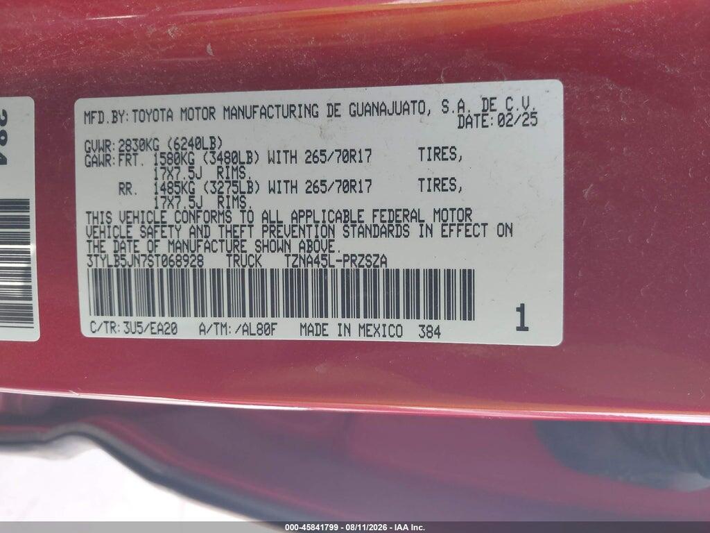 3TYLB5JN7ST068928 2025 TOYOTA TACOMA photo no. 9
