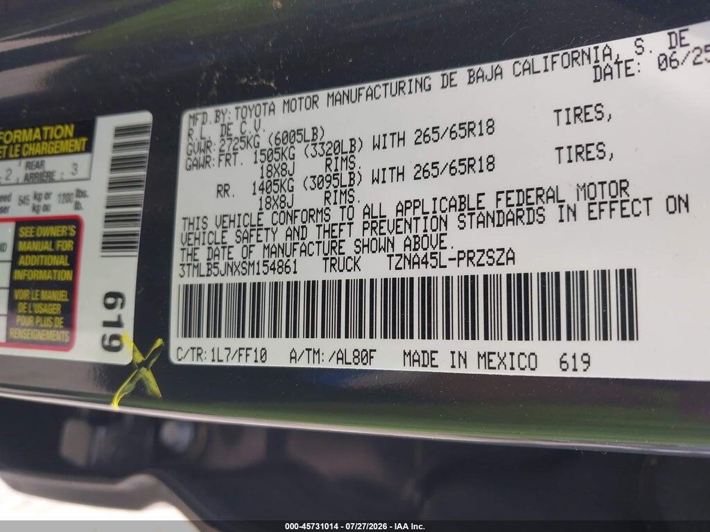 3TMLB5JNXSM154861 2025 TOYOTA TACOMA photo no. 9