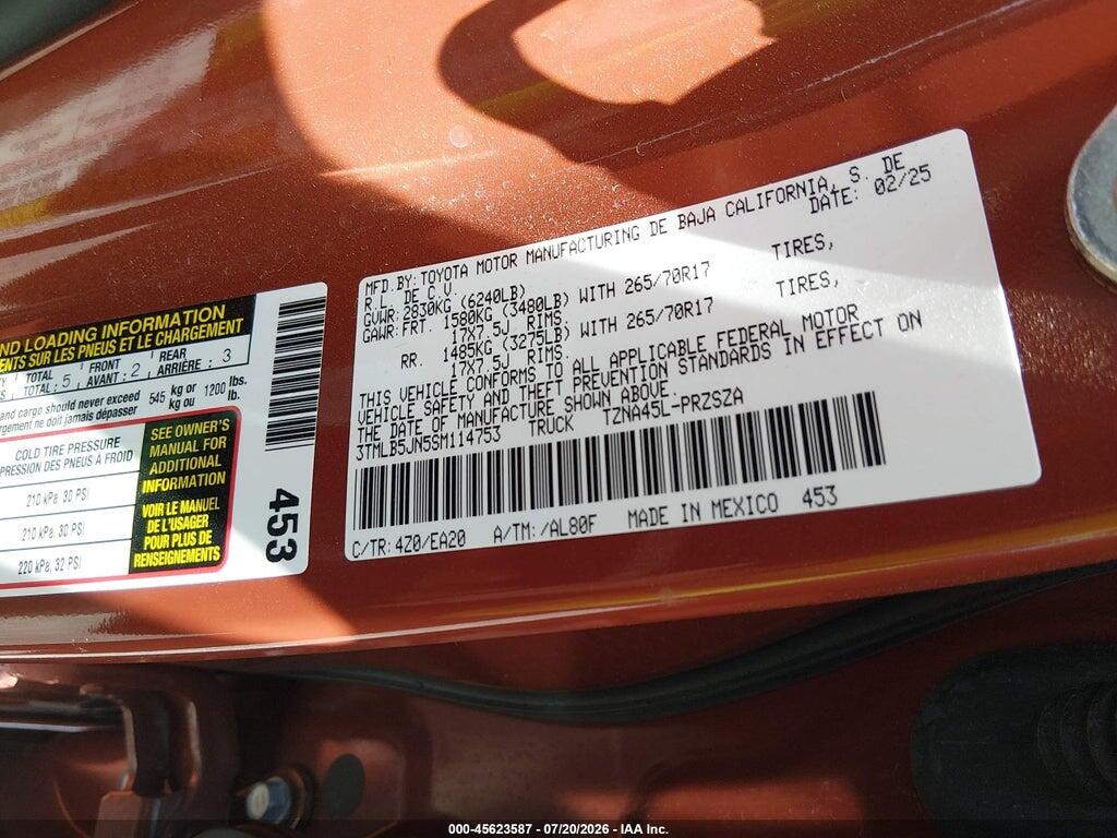 3TMLB5JN5SM114753 2025 TOYOTA TACOMA photo no. 9