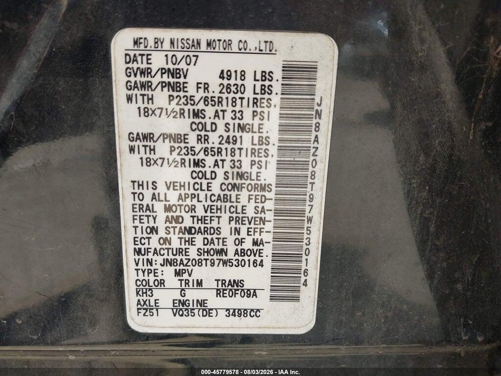 JN8AZ08T97W530164 2007 NISSAN MURANO photo no. 9