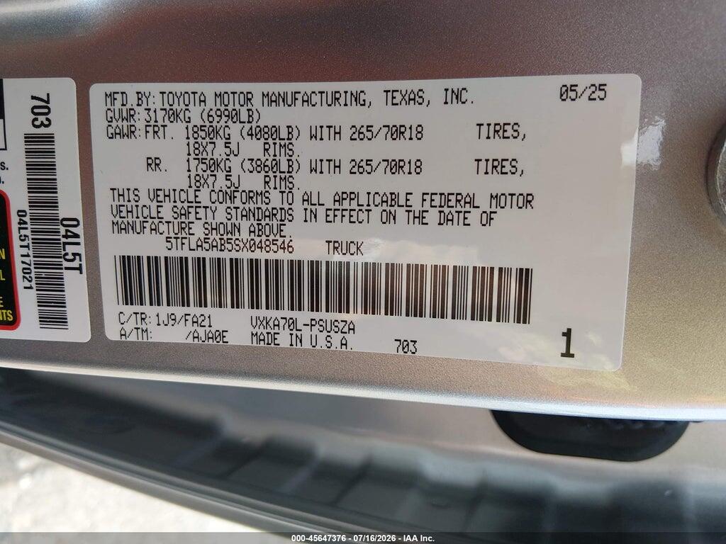 5TFLA5AB5SX048546 2025 TOYOTA TUNDRA photo no. 9
