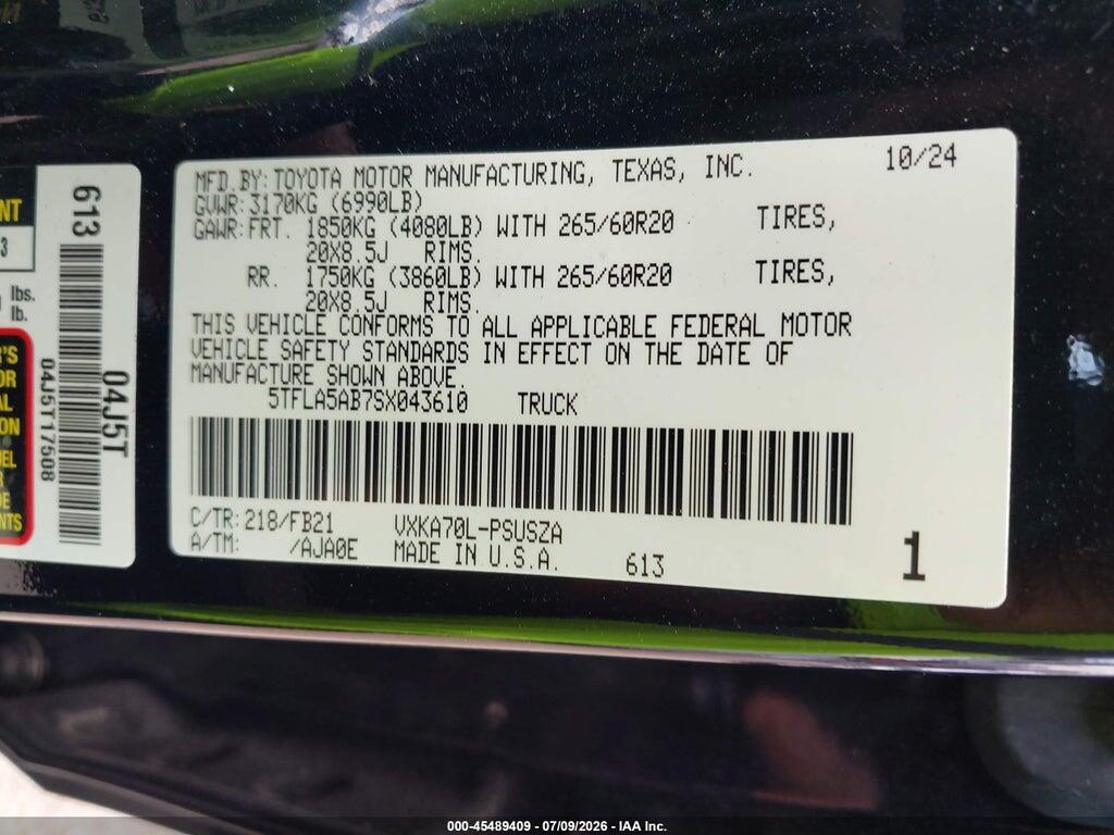 5TFLA5AB7SX043610 2025 TOYOTA TUNDRA photo no. 9