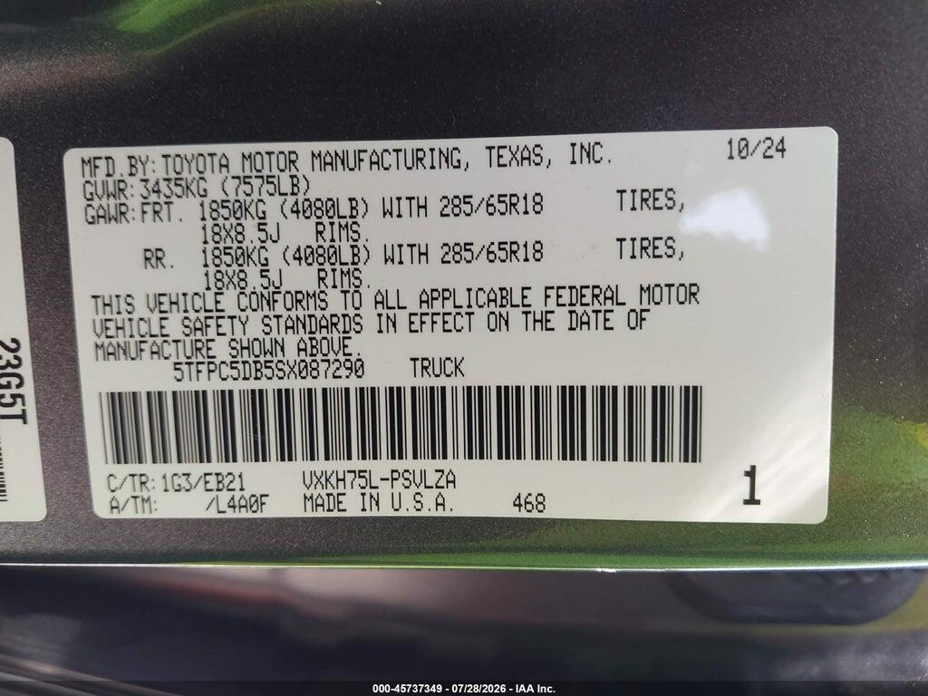 5TFPC5DB5SX087290 2025 TOYOTA TUNDRA HYBRID photo no. 9