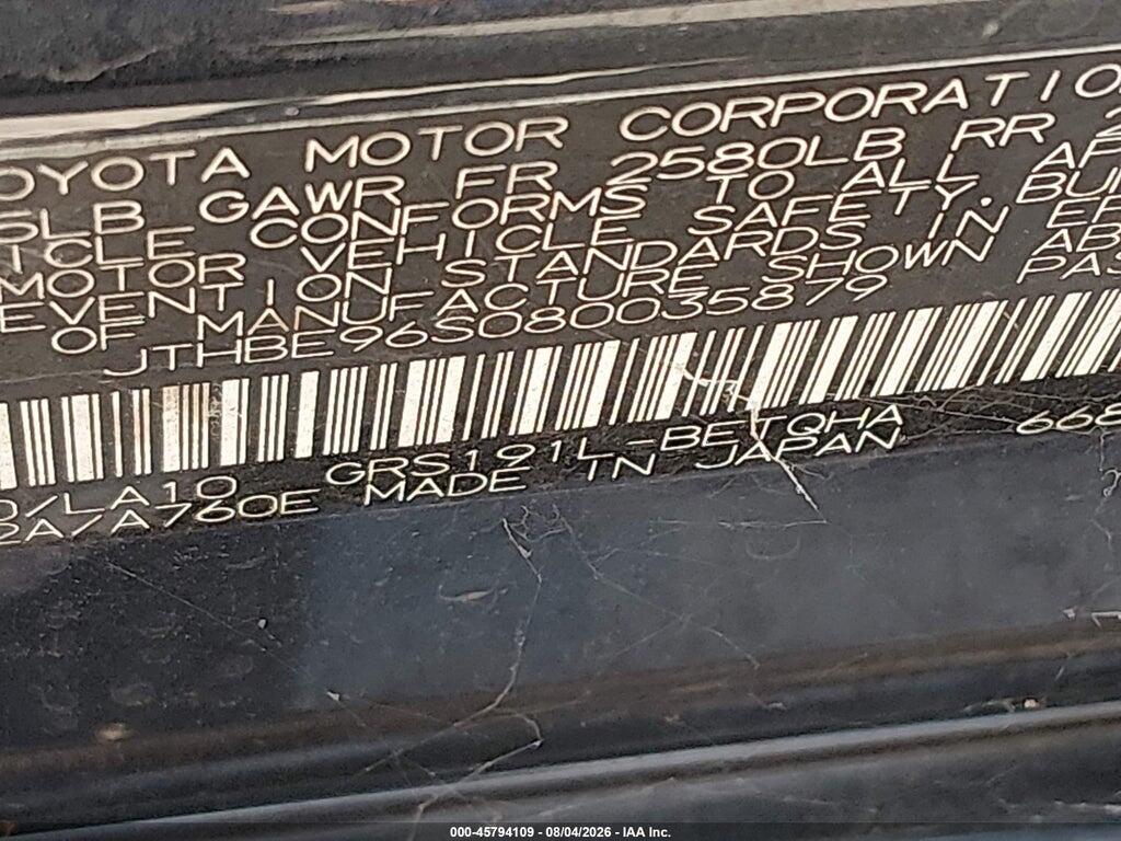 JTHBE96S080035879 2008 LEXUS GS 350 photo no. 9