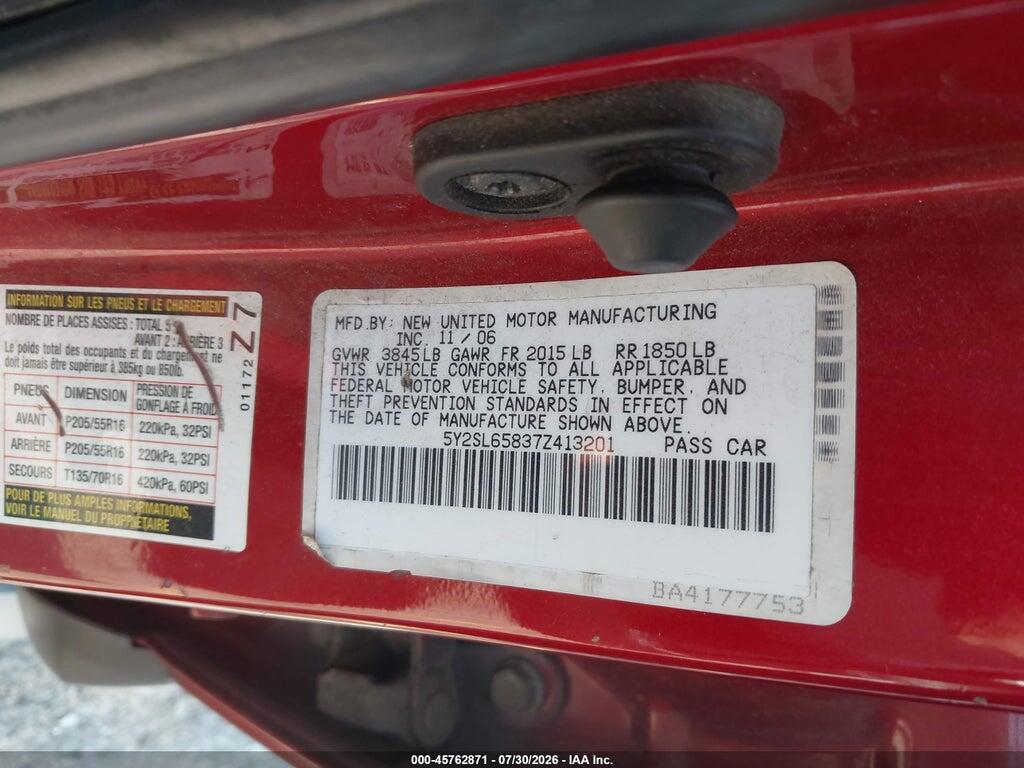 5Y2SL65837Z413201 2007 PONTIAC VIBE photo no. 9