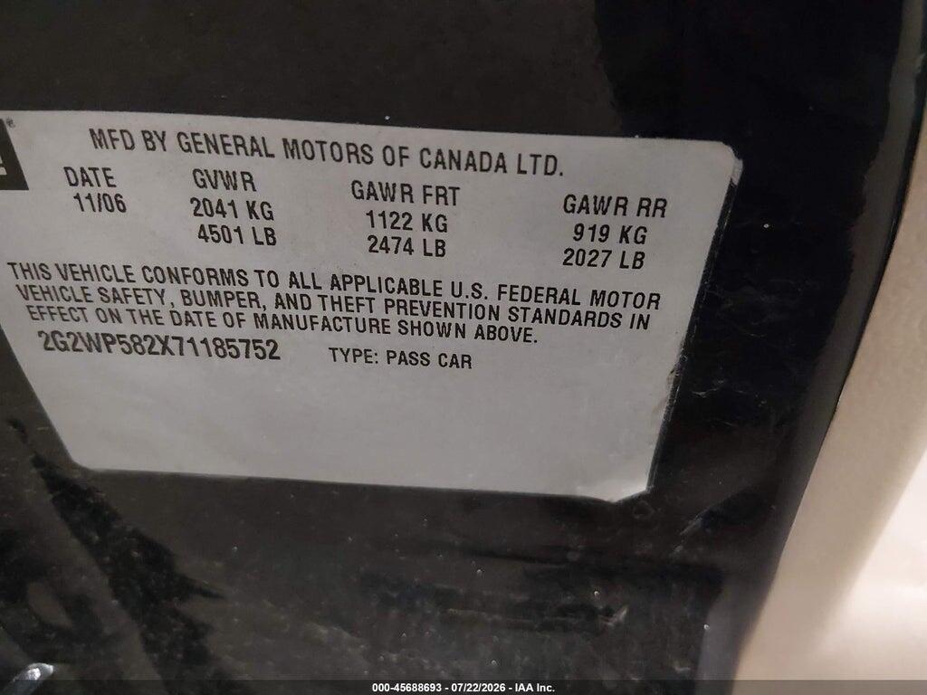 2G2WP582X71185752 2007 PONTIAC GRAND PRIX photo no. 9