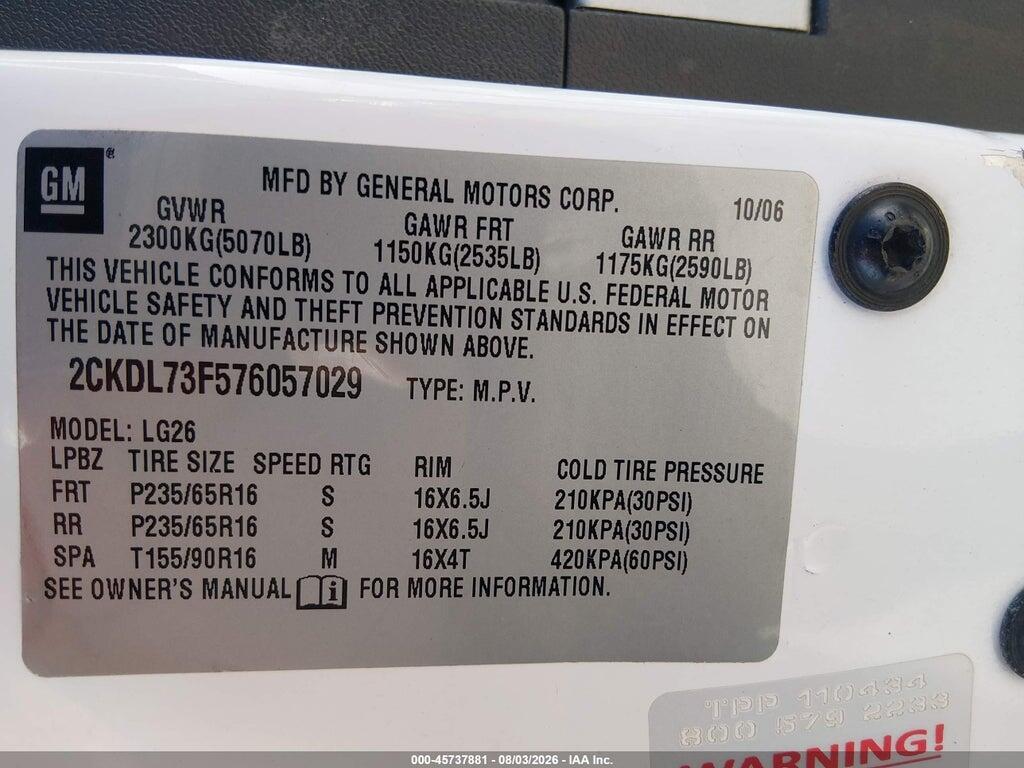 2CKDL73F576057029 2007 PONTIAC TORRENT photo no. 9