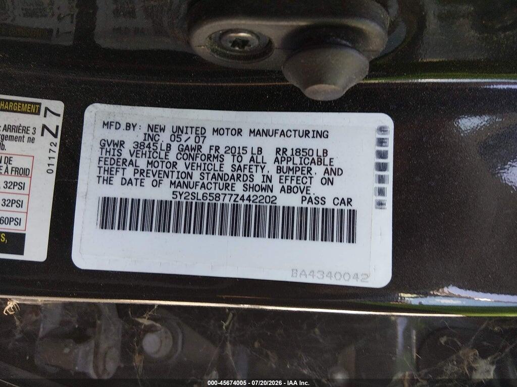 5Y2SL65877Z442202 2007 PONTIAC VIBE photo no. 9