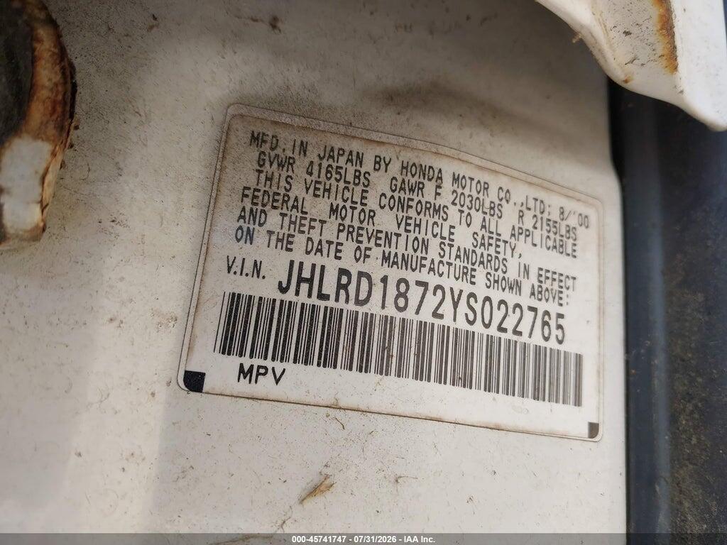 JHLRD1872YS022765 2000 HONDA CR-V photo no. 9