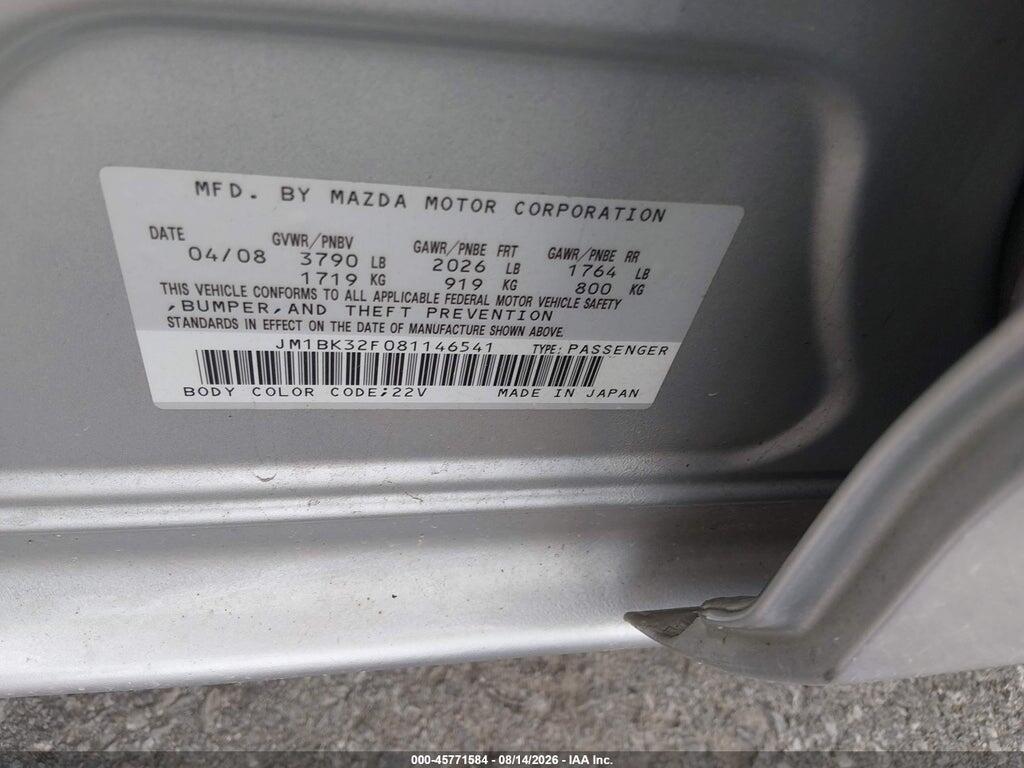 JM1BK32F081146541 2008 MAZDA MAZDA3 photo no. 9
