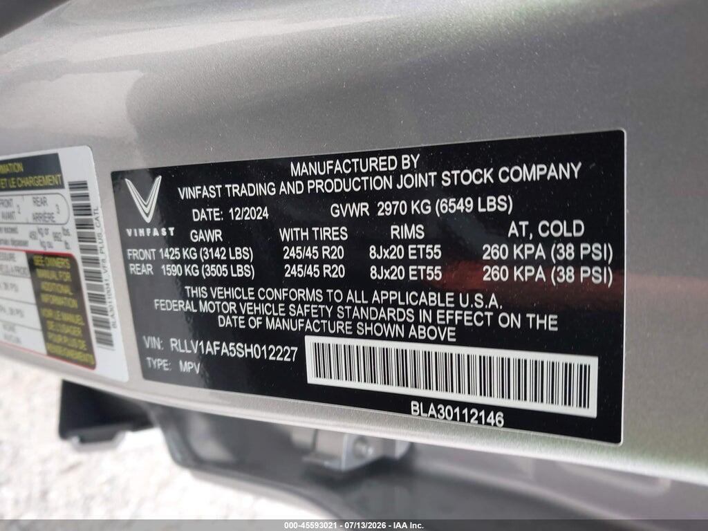 RLLV1AFA5SH012227 2025 VINFAST VF 8 photo no. 9