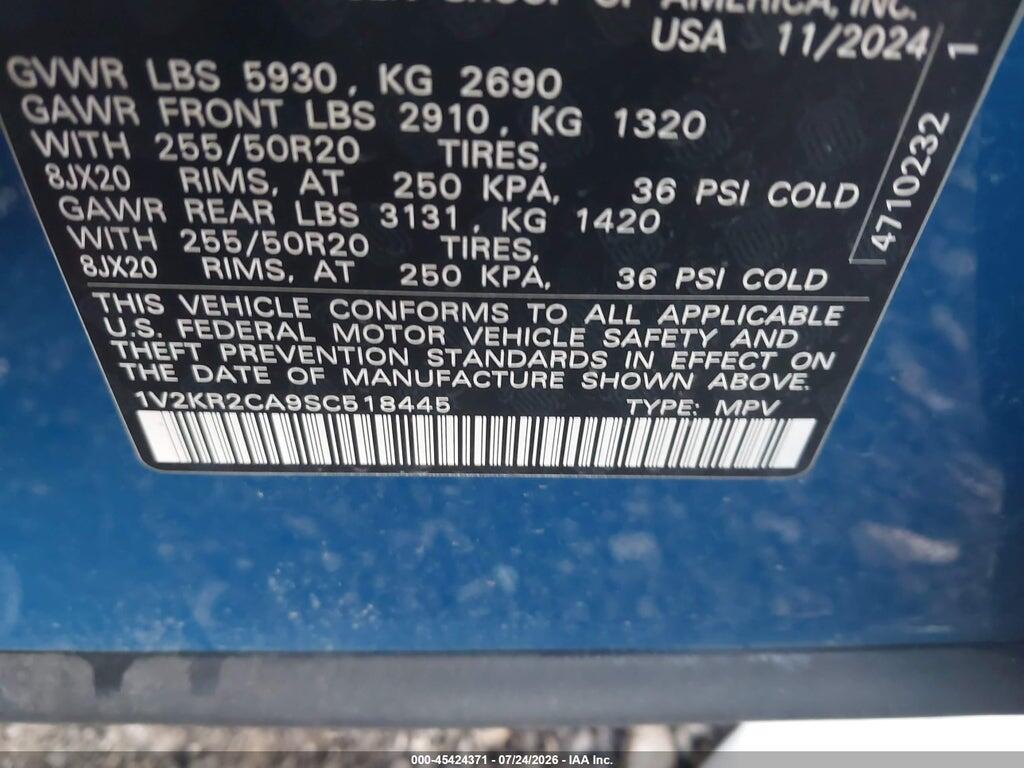 1V2KR2CA9SC518445 2025 VOLKSWAGEN ATLAS photo no. 9