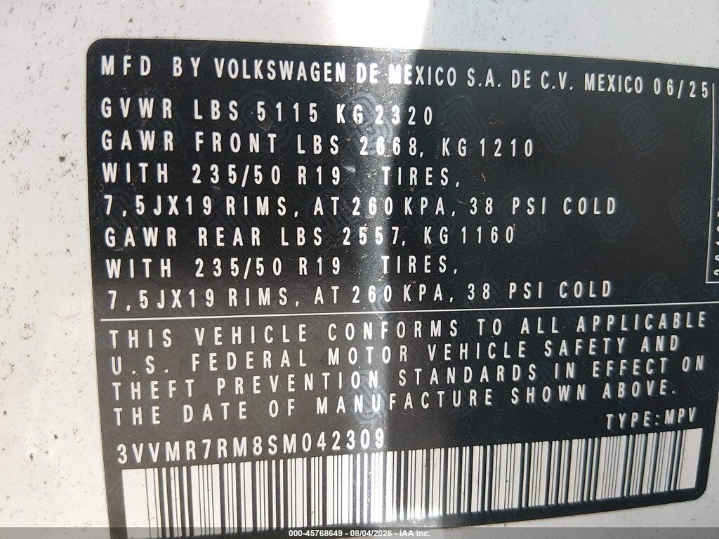 3VVMR7RM8SM042309 2025 VOLKSWAGEN TIGUAN photo no. 9