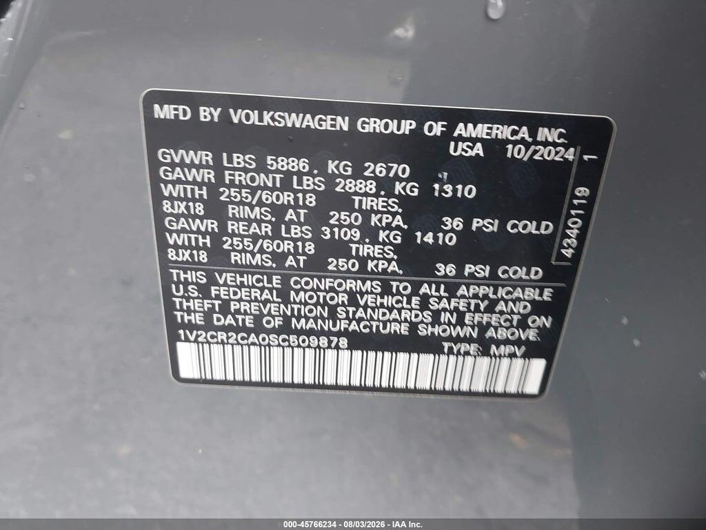 1V2CR2CA0SC509878 2025 VOLKSWAGEN ATLAS photo no. 9