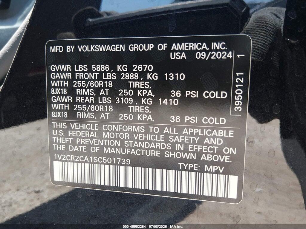 1V2CR2CA1SC501739 2025 VOLKSWAGEN ATLAS photo no. 9