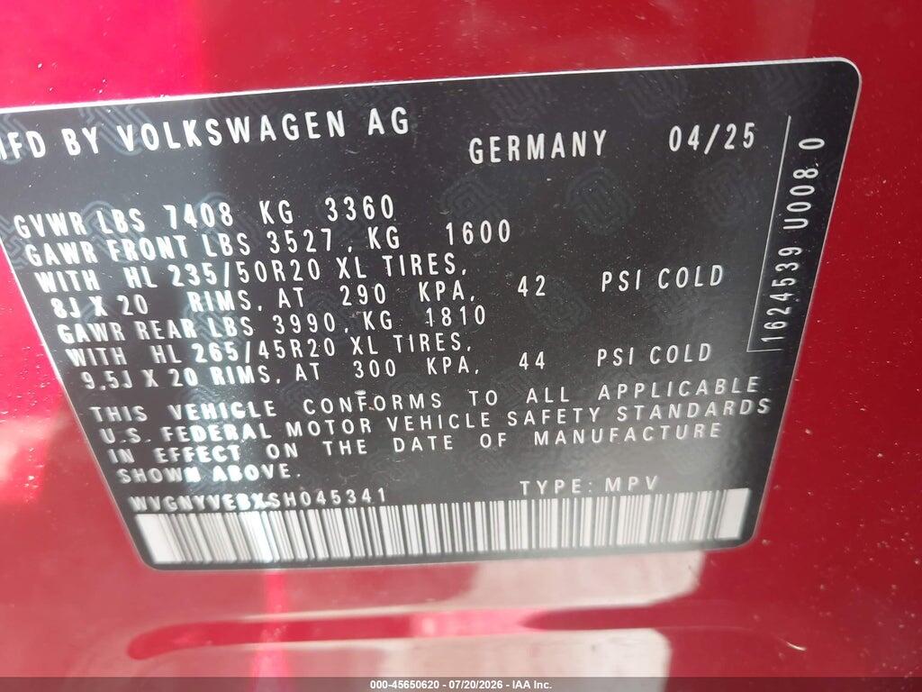 WVGNYVEBXSH045341 2025 VOLKSWAGEN ID. BUZZ photo no. 9