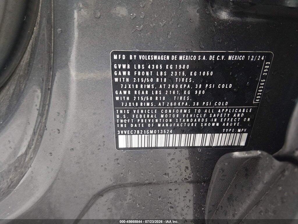 3VVEC7B21SM013524 2025 VOLKSWAGEN TAOS photo no. 9