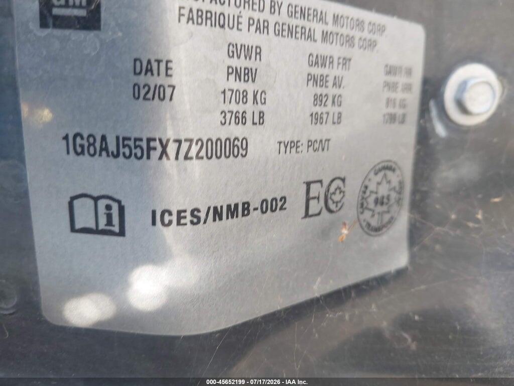 1G8AJ55FX7Z200069 2007 SATURN ION photo no. 9