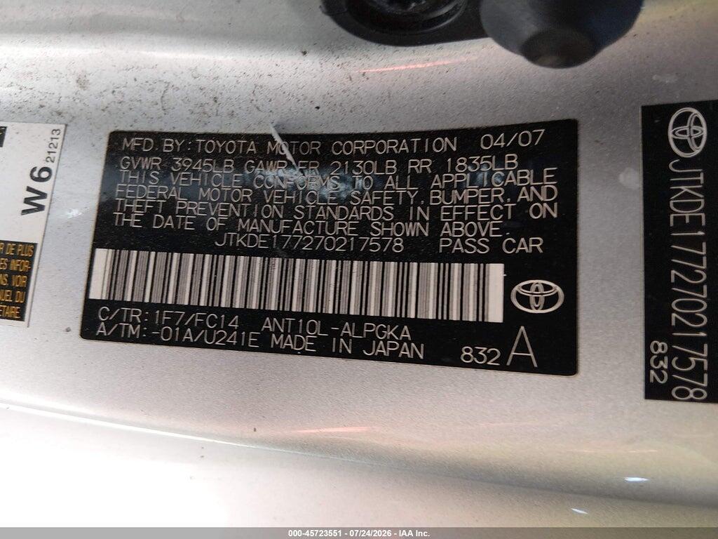 JTKDE177270217578 2007 SCION TC photo no. 9