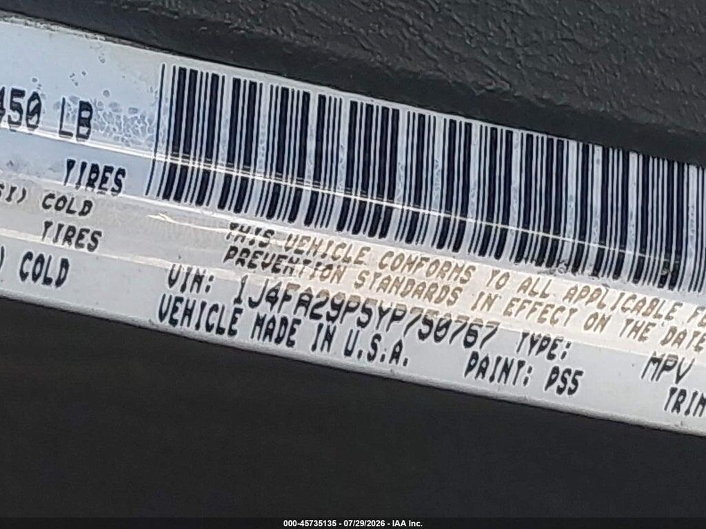 1J4FA29P5YP750767 2000 JEEP WRANGLER photo no. 9