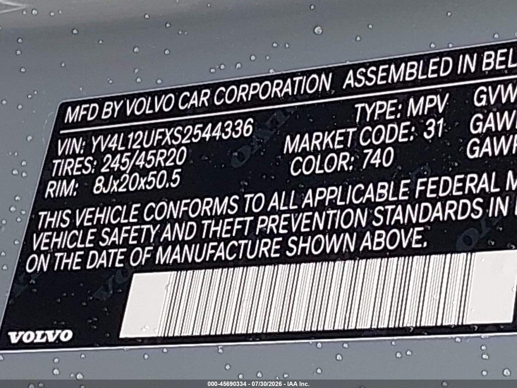 YV4L12UFXS2544336 2025 VOLVO XC40 photo no. 9