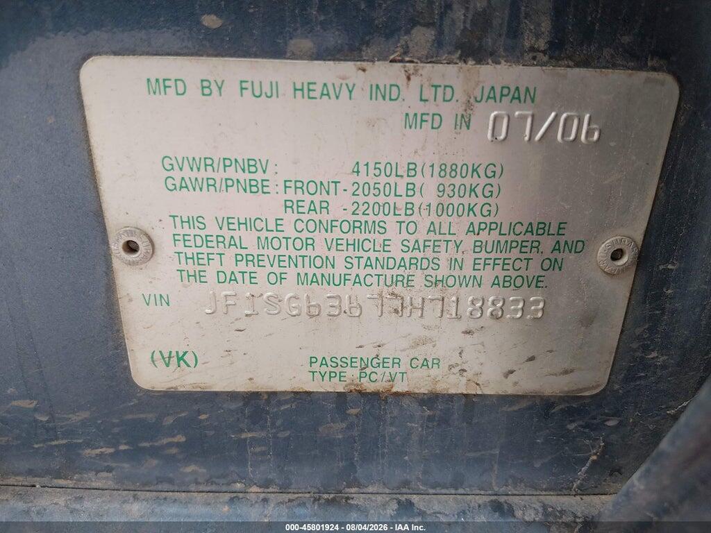 JF1SG63677H718833 2007 SUBARU FORESTER photo no. 9