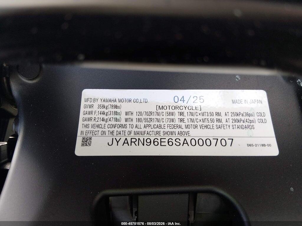 JYARN96E6SA000707 2025 YAMAHA MTM890 photo no. 10