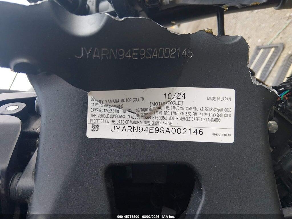 JYARN94E9SA002146 2025 YAMAHA MT09 photo no. 10
