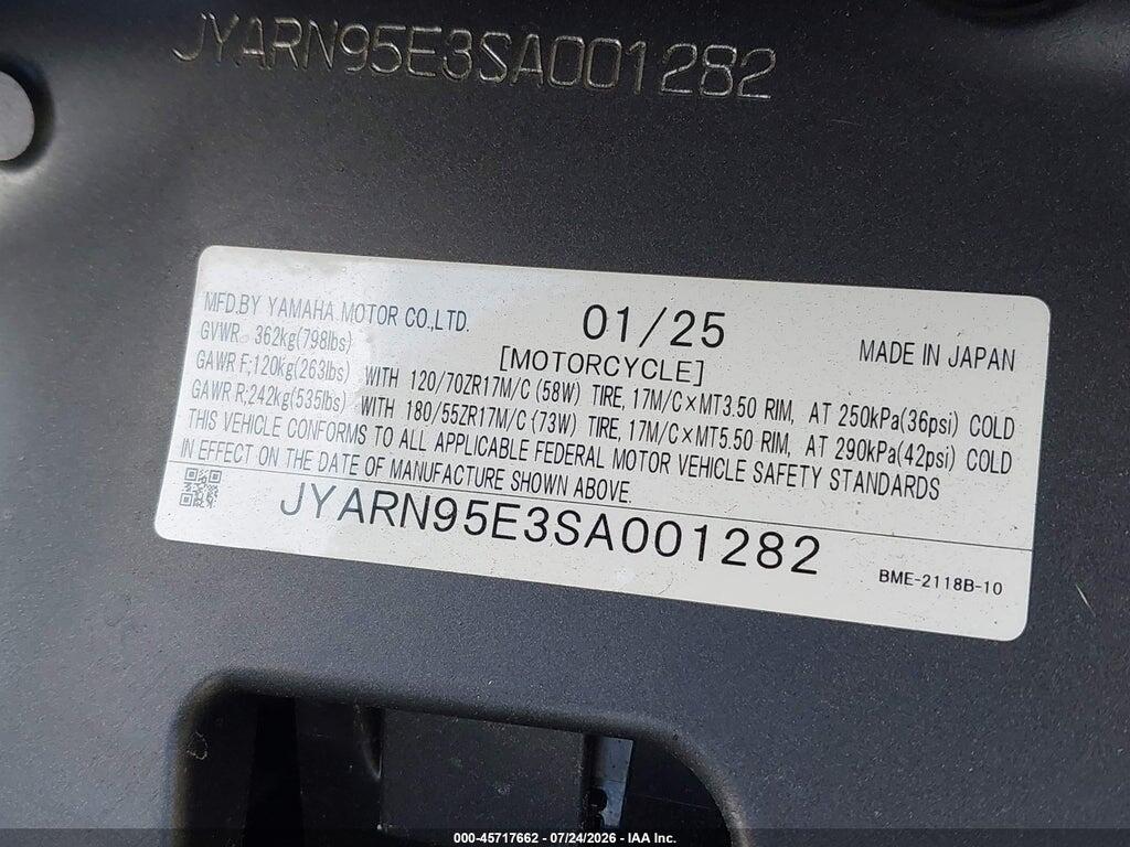 JYARN95E3SA001282 2025 YAMAHA MT09 photo no. 10