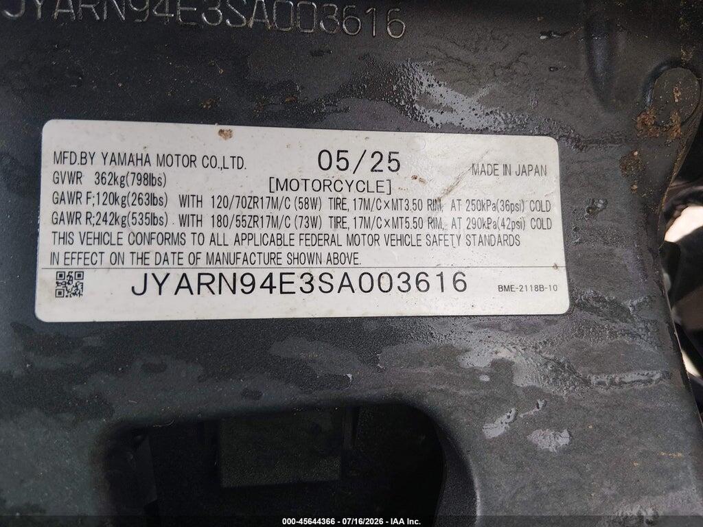 JYARN94E3SA003616 2025 YAMAHA MT09 photo no. 10