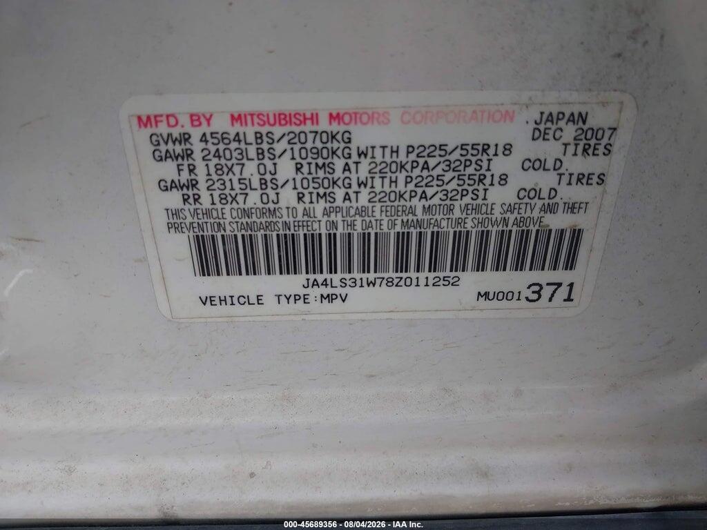 JA4LS31W78Z011252 2008 MITSUBISHI OUTLANDER photo no. 9