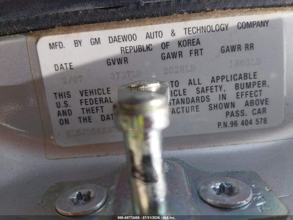 KL5JD56Z37K633110 2007 SUZUKI FORENZA photo no. 9