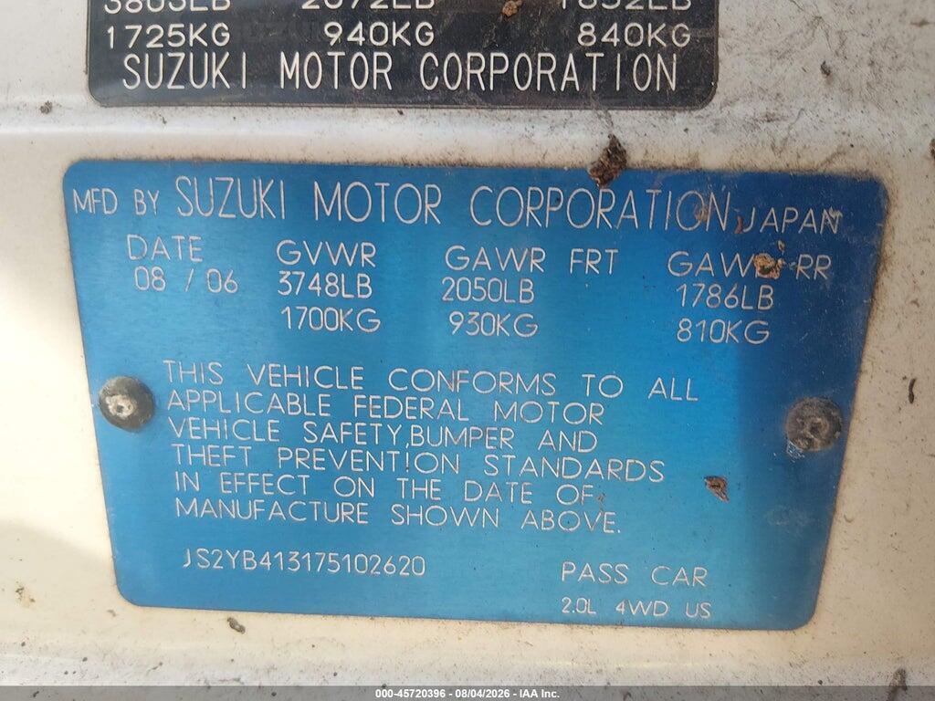 JS2YB413175102620 2007 SUZUKI SX4 photo no. 9