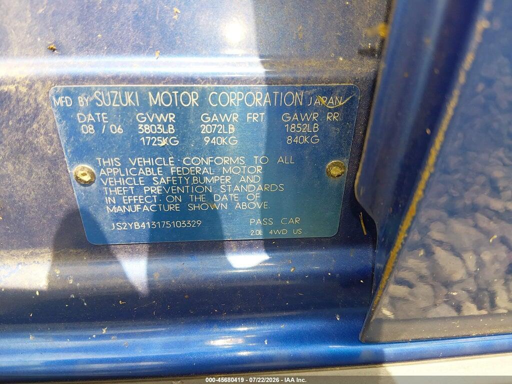 JS2YB413175103329 2007 SUZUKI SX4 photo no. 9