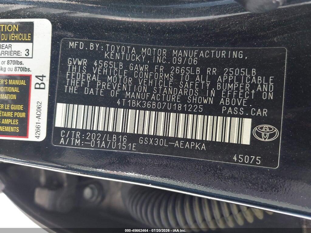 4T1BK36B07U181225 2007 TOYOTA AVALON photo no. 9
