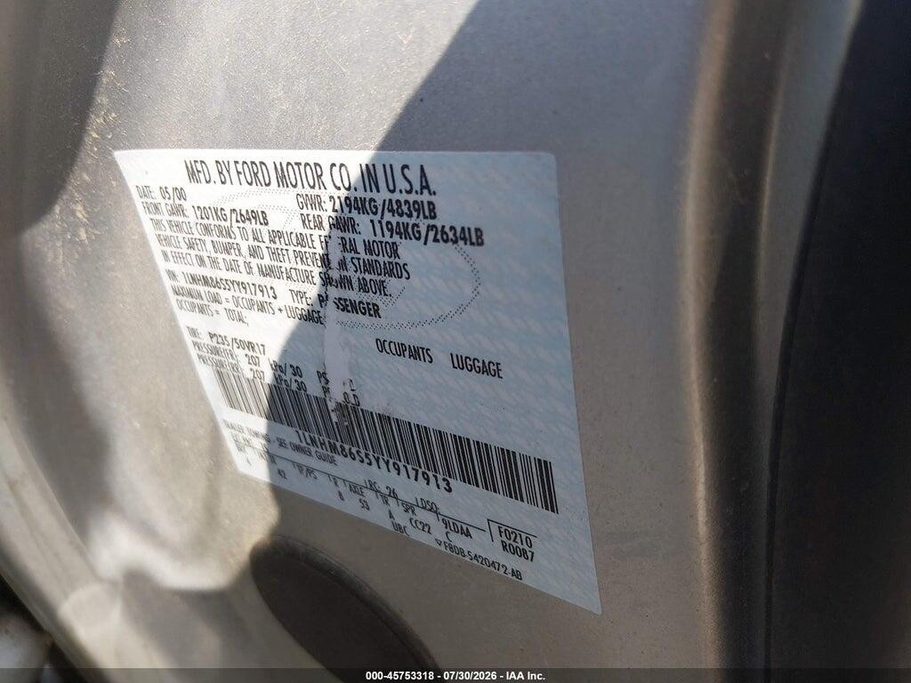 1LNHM86S5YY917913 2000 LINCOLN LS photo no. 9