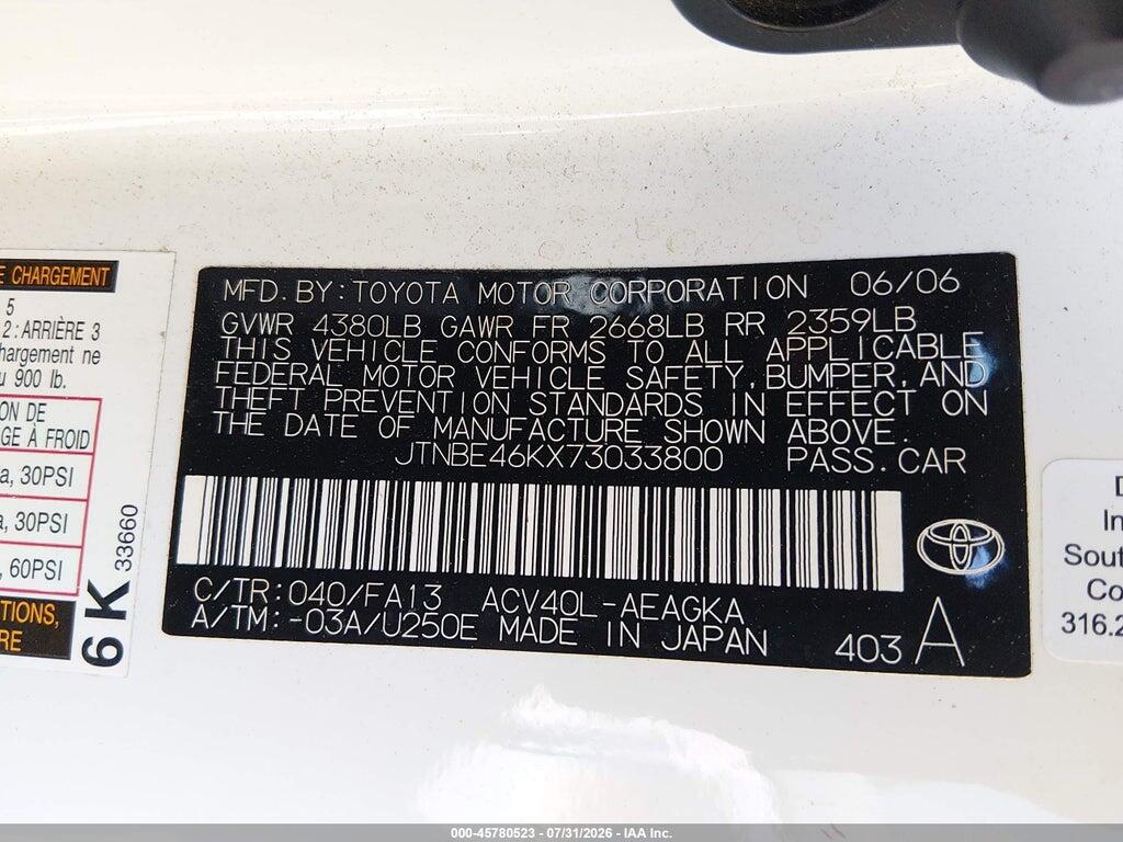 JTNBE46KX73033800 2007 TOYOTA CAMRY photo no. 9