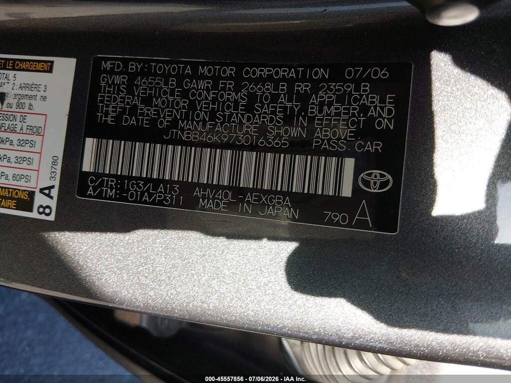 JTNBB46K973016365 2007 TOYOTA CAMRY HYBRID photo no. 9