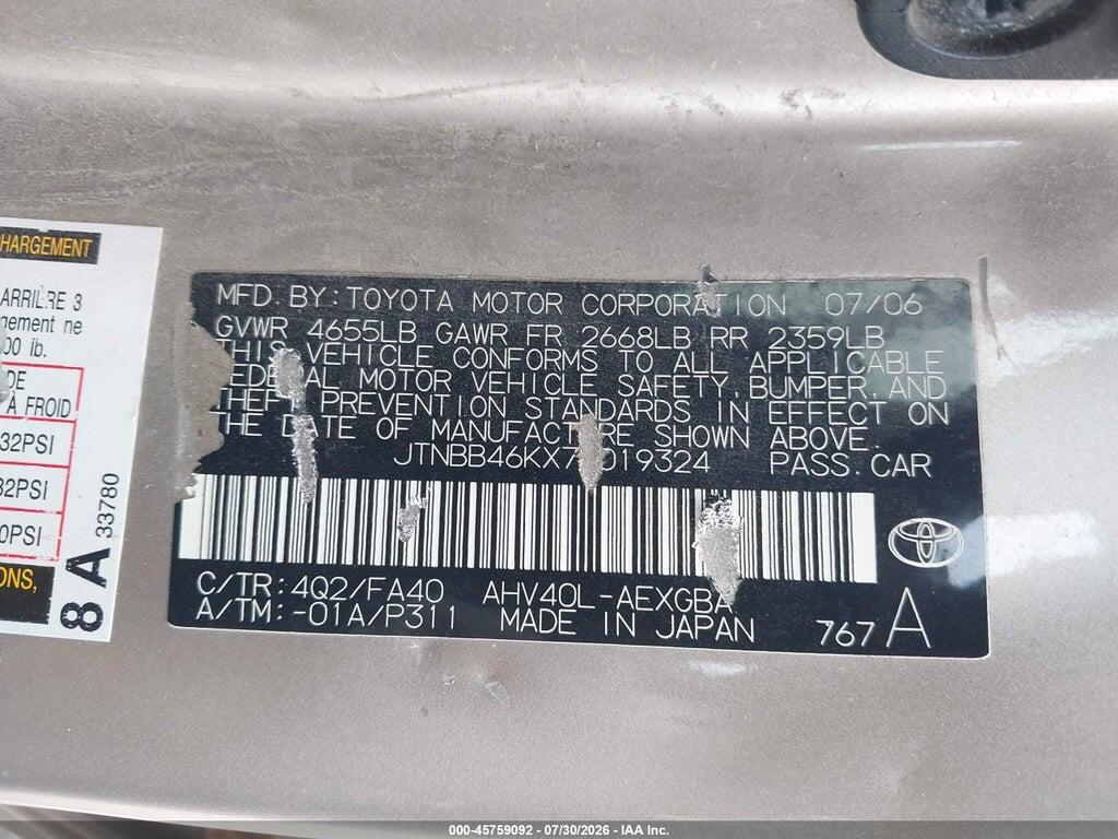 JTNBB46KX73019324 2007 TOYOTA CAMRY HYBRID photo no. 9