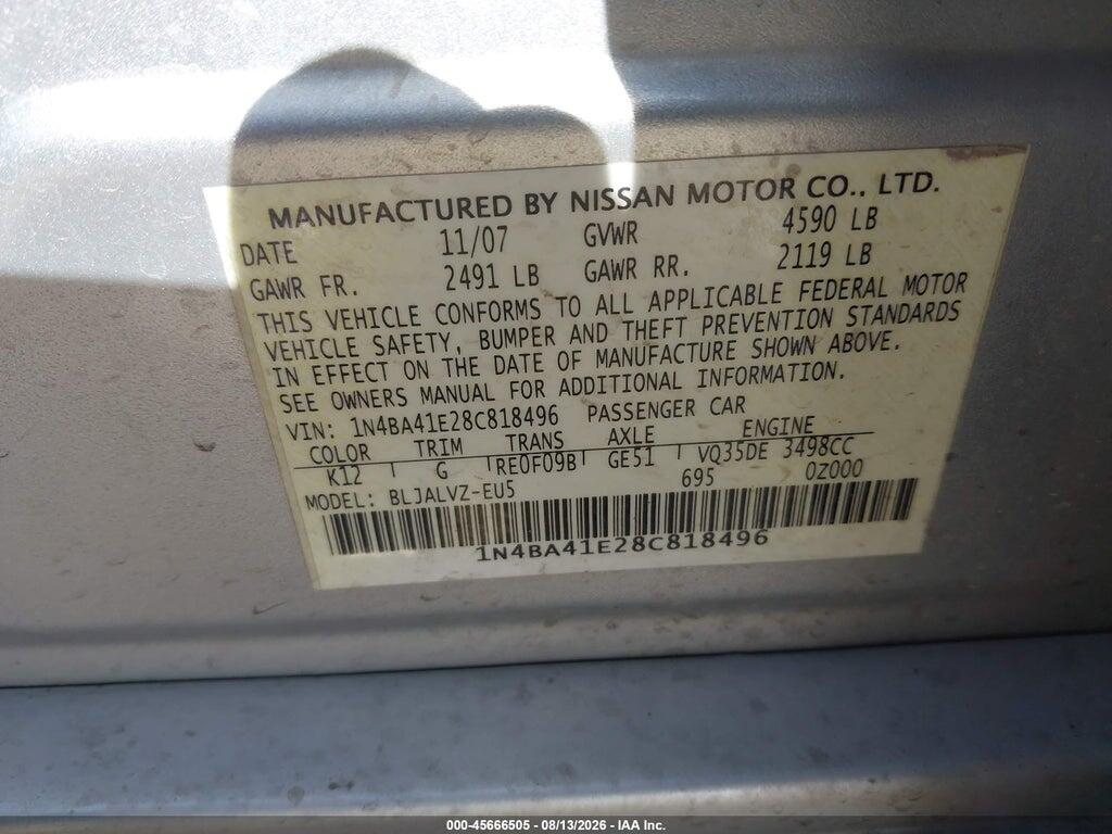 1N4BA41E28C818496 2008 NISSAN MAXIMA photo no. 9