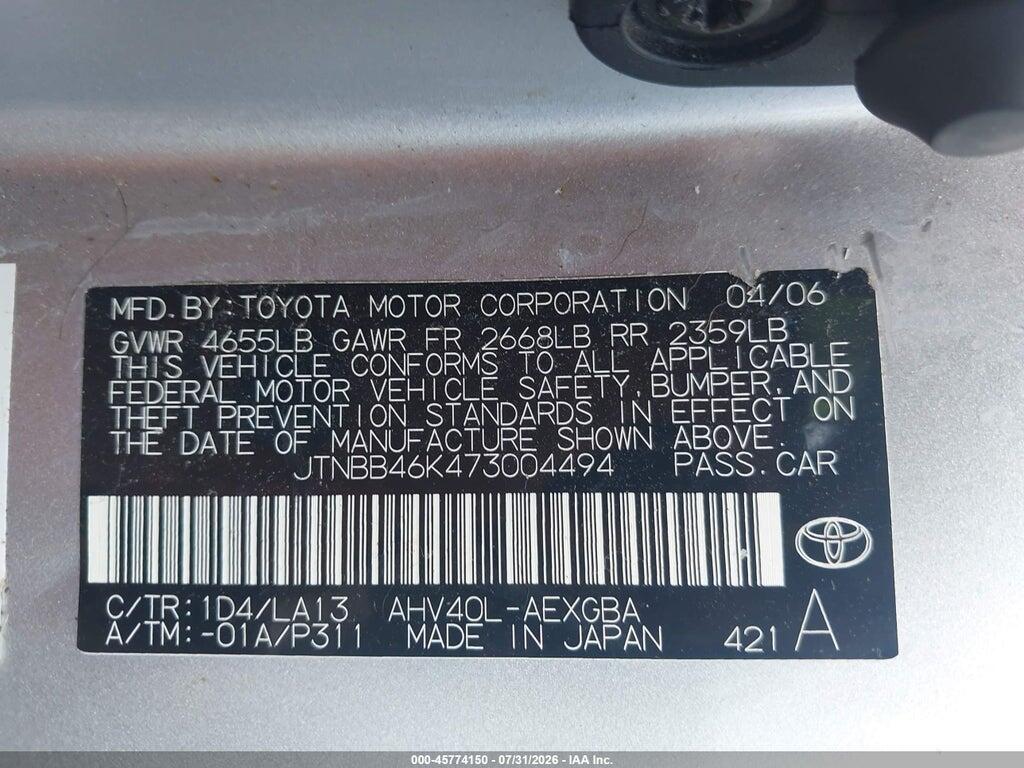 JTNBB46K473004494 2007 TOYOTA CAMRY HYBRID photo no. 9