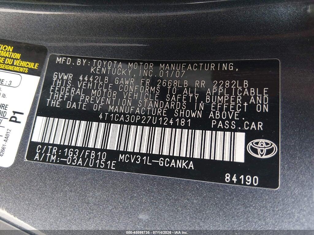 4T1CA30P27U124181 2007 TOYOTA CAMRY SOLARA photo no. 9