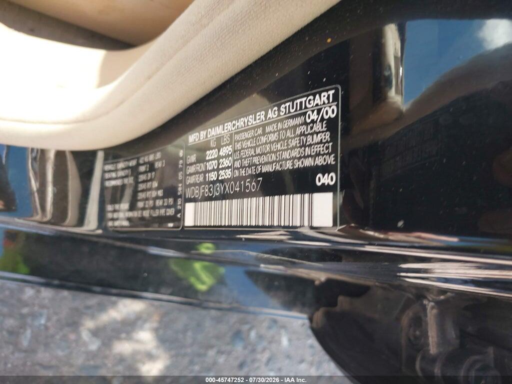 WDBJF83J3YX041567 2000 MERCEDES-BENZ E 430 photo no. 9