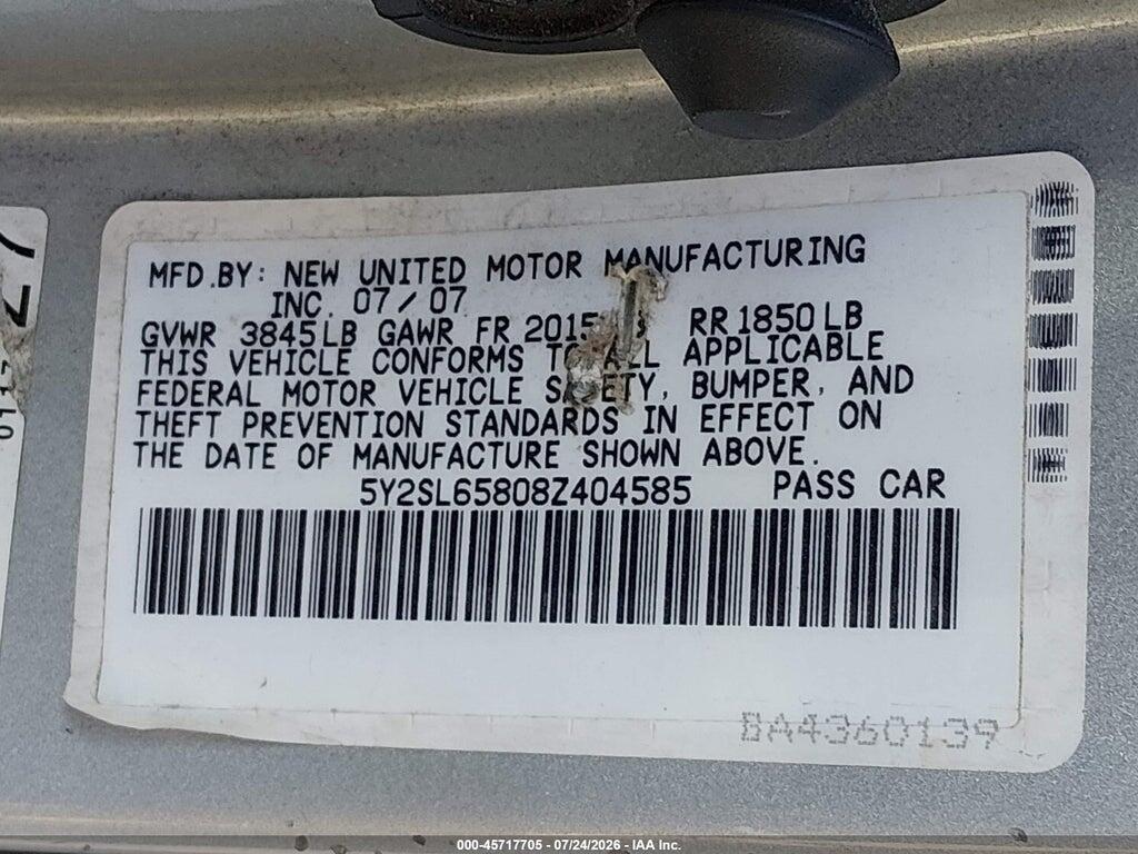 5Y2SL65808Z404585 2008 PONTIAC VIBE photo no. 9