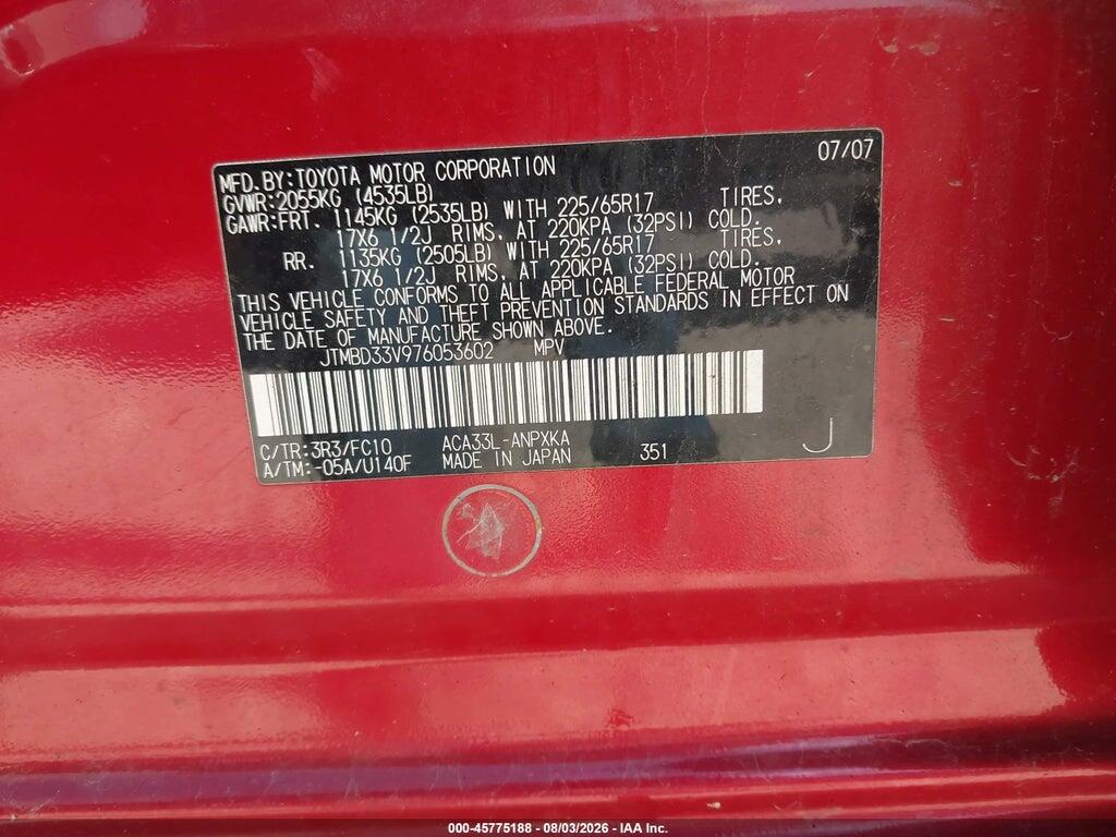 JTMBD33V976053602 2007 TOYOTA RAV4 photo no. 9