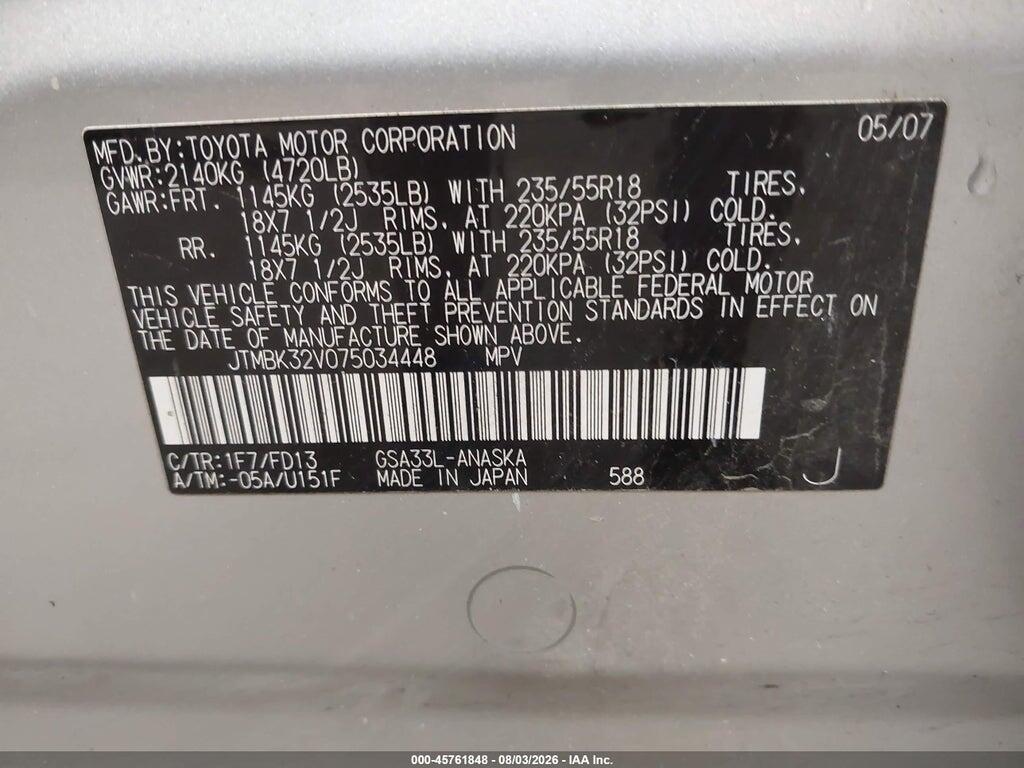JTMBK32V075034448 2007 TOYOTA RAV4 photo no. 9