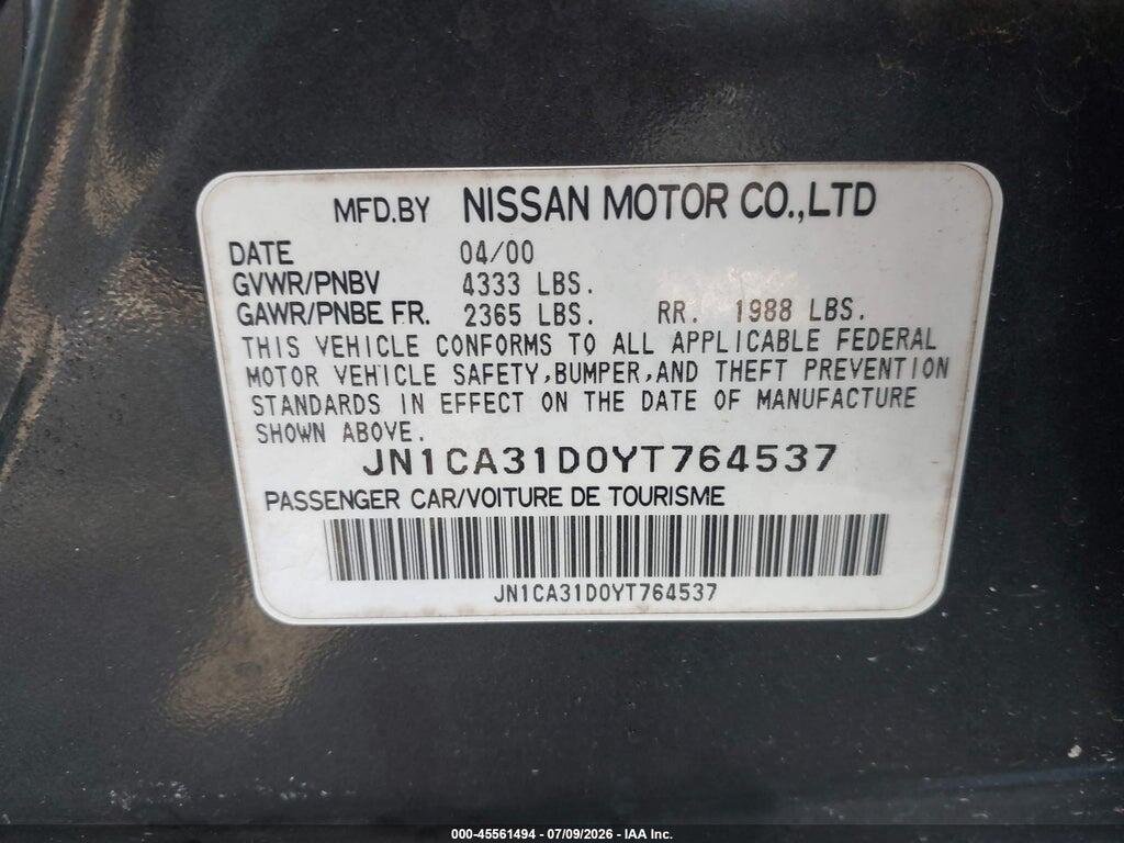 JN1CA31D0YT764537 2000 NISSAN MAXIMA photo no. 9