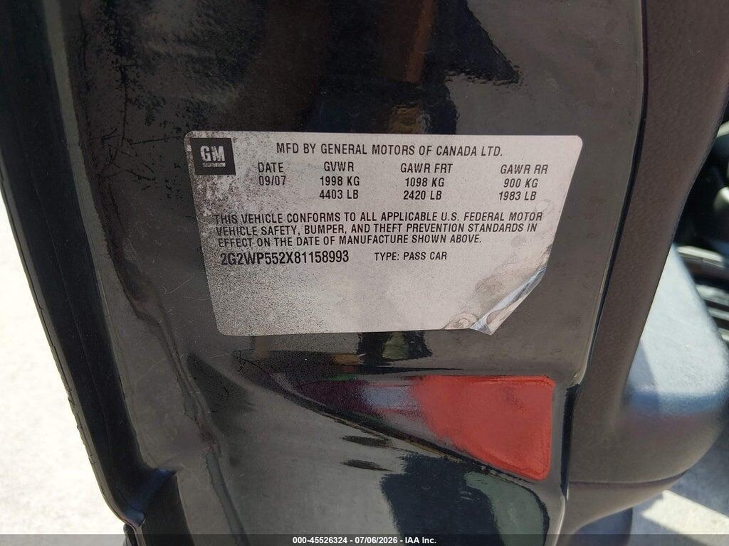 2G2WP552X81158993 2008 PONTIAC GRAND PRIX photo no. 9
